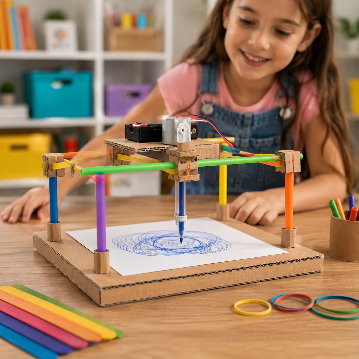 Enfant en train de créer un projet de robotique et d'ingénierie