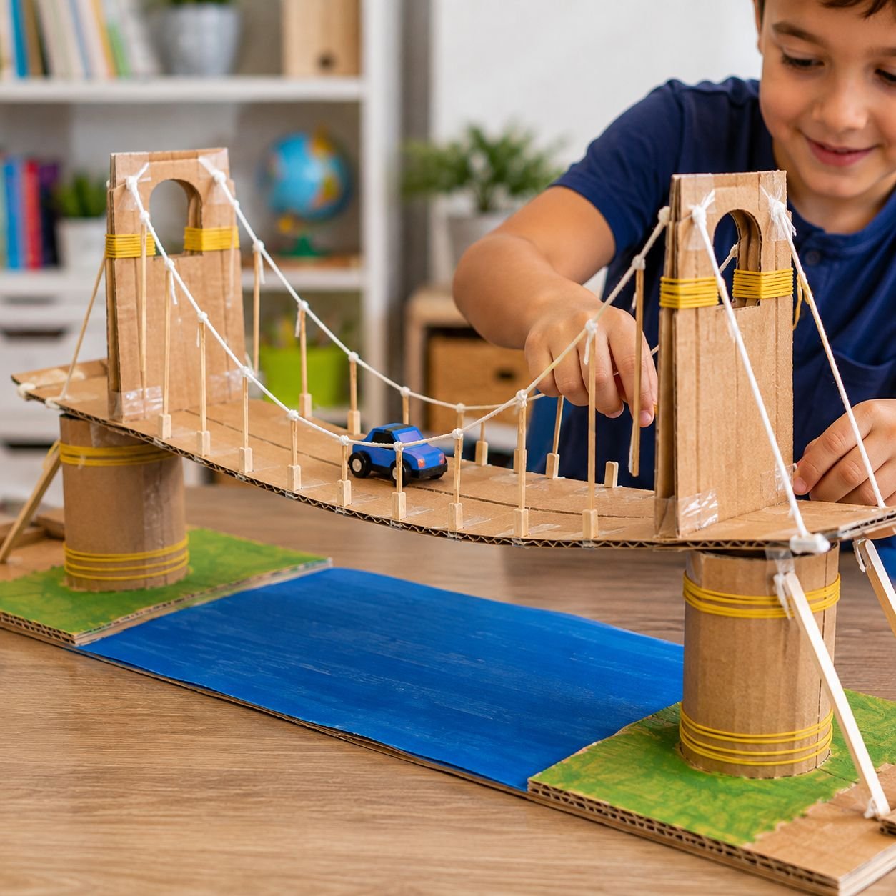 Enfant en train de créer un projet de robotique et d'ingénierie