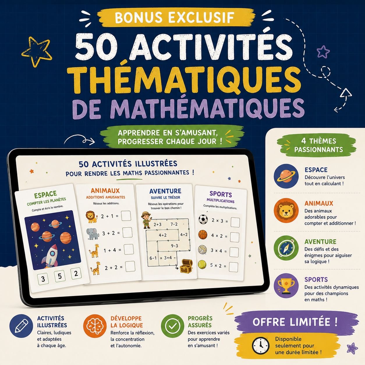 Aperçu Bonus exclusif — 50 Activités de Mathématiques