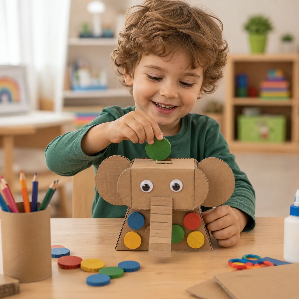 Enfant en train de créer un projet de robotique et d'ingénierie